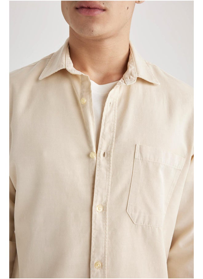 DeFacto - Man Regular Fit Polo Neck Woven Long Sleeve Shirt - Image 1