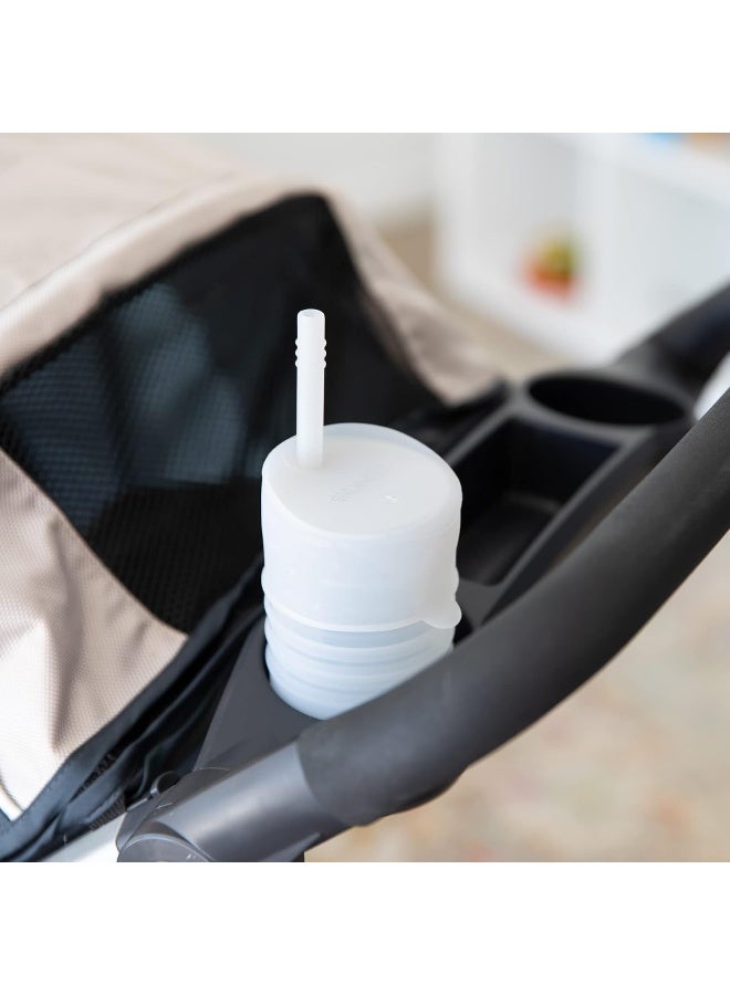 Bumkins Baby and Toddler Cups, Sippy Cup with Straw, Spill Proof, Transition Cup for Babies Ages 1 Year Up, Sip from Lid, Straw or Cup, Platinum Silicone, Holds 7oz - Image 4