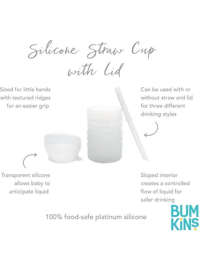 Bumkins Baby and Toddler Cups, Sippy Cup with Straw, Spill Proof, Transition Cup for Babies Ages 1 Year Up, Sip from Lid, Straw or Cup, Platinum Silicone, Holds 7oz - Image 5