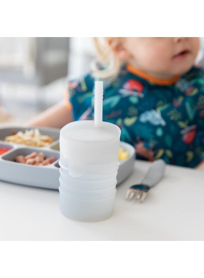 Bumkins Baby and Toddler Cups, Sippy Cup with Straw, Spill Proof, Transition Cup for Babies Ages 1 Year Up, Sip from Lid, Straw or Cup, Platinum Silicone, Holds 7oz - Image 2