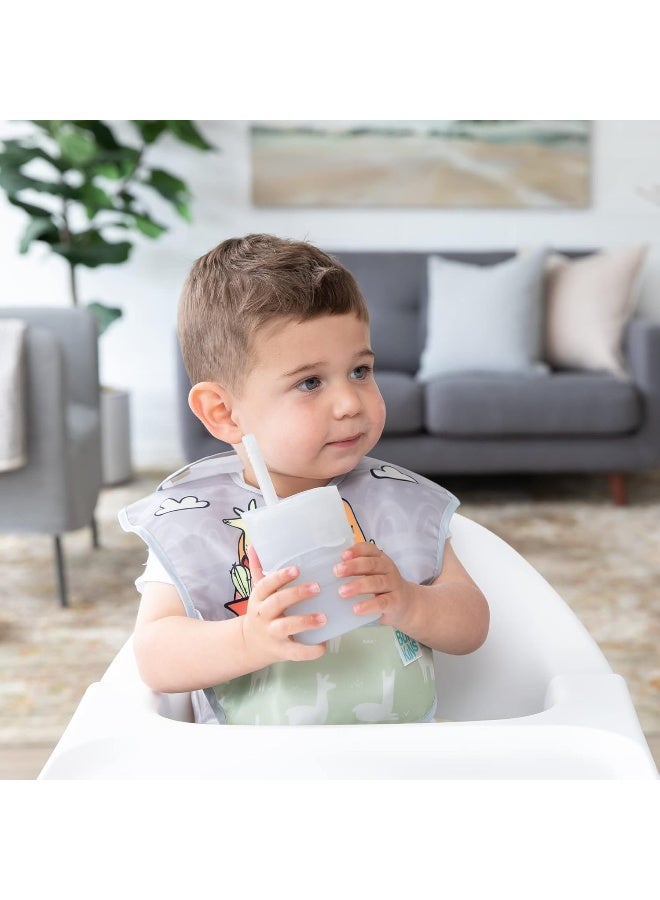 Bumkins Baby and Toddler Cups, Sippy Cup with Straw, Spill Proof, Transition Cup for Babies Ages 1 Year Up, Sip from Lid, Straw or Cup, Platinum Silicone, Holds 7oz - Image 3