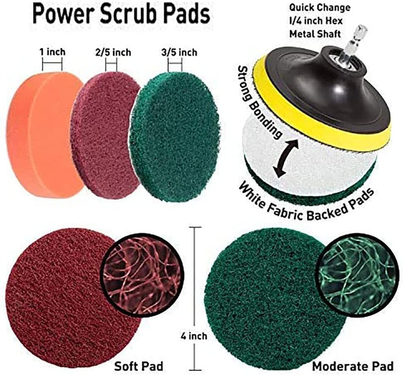 N.C NC 20PCS Drill Brush Attachments Set-Scrub Pads & Sponge,Buffing Pads,Power Scrubber Brush with Extend Long Attachment,Car Polishing Pad Kit for Cleaning Pool Tile,Sinks,Brick,Ceramic,Marble, Auto Lightweight - Image 5