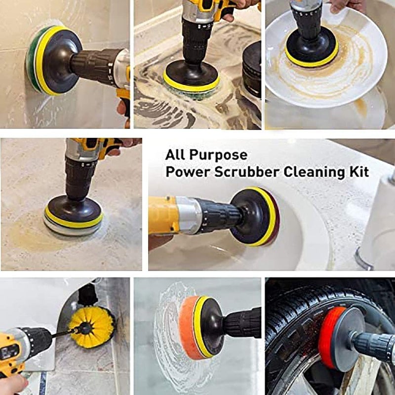 N.C NC 20PCS Drill Brush Attachments Set-Scrub Pads & Sponge,Buffing Pads,Power Scrubber Brush with Extend Long Attachment,Car Polishing Pad Kit for Cleaning Pool Tile,Sinks,Brick,Ceramic,Marble, Auto Lightweight - Image 3