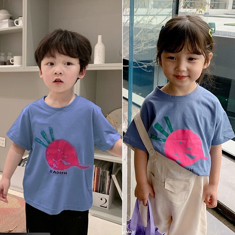 Cotton Children'S Wear Small And Medium-Sized Boys And Girls Summer Short-Sleeved T-Shirt New Stall Korean-Style Cartoon Half-Sleeved Fashion Top - Image 5