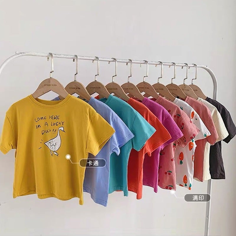 Cotton Children'S Wear Small And Medium-Sized Boys And Girls Summer Short-Sleeved T-Shirt New Stall Korean-Style Cartoon Half-Sleeved Fashion Top - Image 2