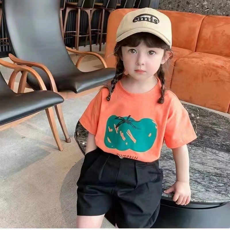 Cotton Children'S Wear Small And Medium-Sized Boys And Girls Summer Short-Sleeved T-Shirt New Stall Korean-Style Cartoon Half-Sleeved Fashion Top - Image 1