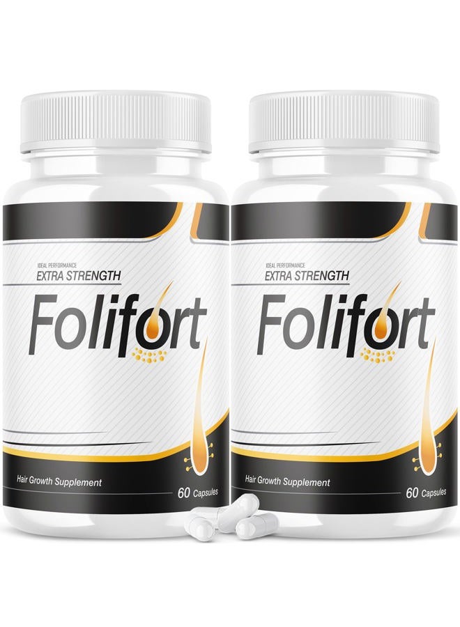 (2 Pack) Folifort Hair Growth Pills Extra Strength Vitamins Reviews Suppliment (120 Capsules)