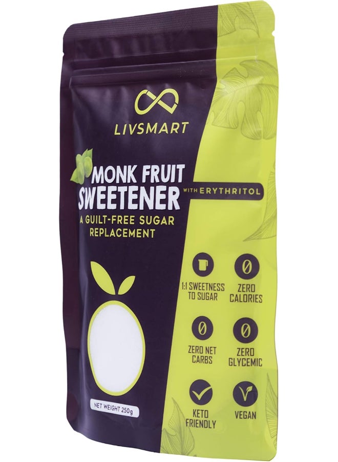 Livsmart Monk Fruit Sweetener, Zero Calorie Sugar Substitute, Keto Friendly (250g) - Image 3