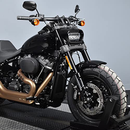 VEISUTOR غطاء زينة المصباح الأمامي VEISUTOR لدراجة هارلي سوفتيل فات بوب 2018-2024، إطار زينة المصباح الأسود لغطاء الزينة لملحقات FXFB FXFBS M8 2018-2024 - Image 3