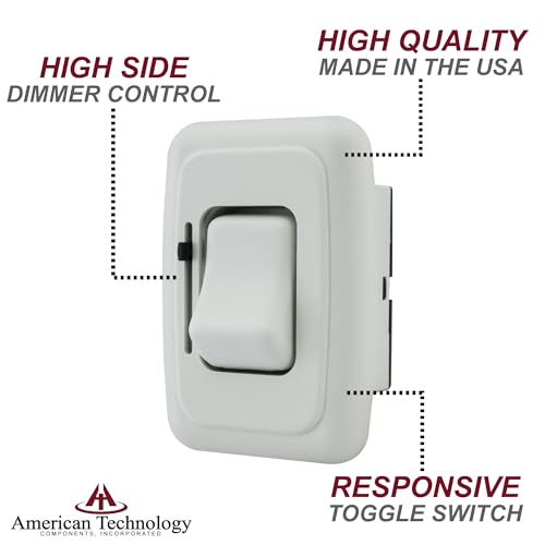American Technology Components 12 Volt DC Dimmer Switch for LED, Halogen, Incandescent - RV, Auto, Truck, Marine, and Strip Lighting (Slider, White) - Image 3