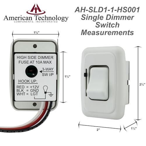 American Technology Components 12 Volt DC Dimmer Switch for LED, Halogen, Incandescent - RV, Auto, Truck, Marine, and Strip Lighting (Slider, White) - Image 4