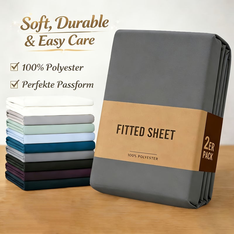 2-Pack Fitted Sheet Mattress Covers, Available in Multiple Sizes And Colors. Soft, Breathable And Comfortable, Suitable Summer for All Seasons. Perfect for Home And Hotel Use, Ideal Gift for Men, Women And Parents - Image 2