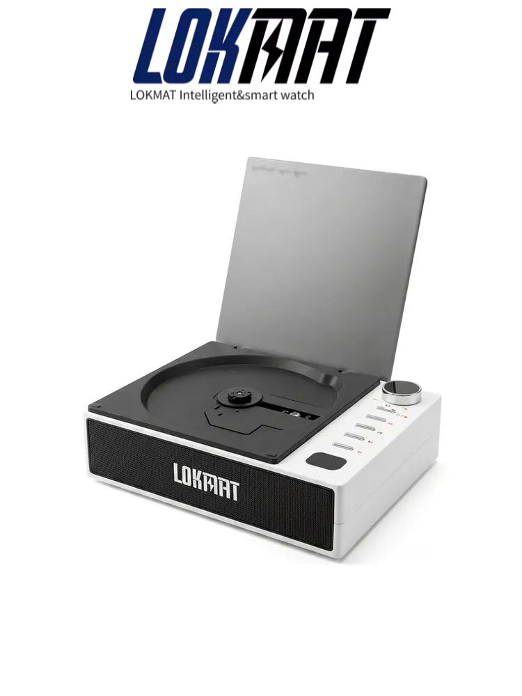 لقمات مشغل وسائط Lokmat CD201 Portable CD Player, Multi-Mode Playback, Remote Control, Wireless Speaker and AUX HiFi Audio, White - Image 1