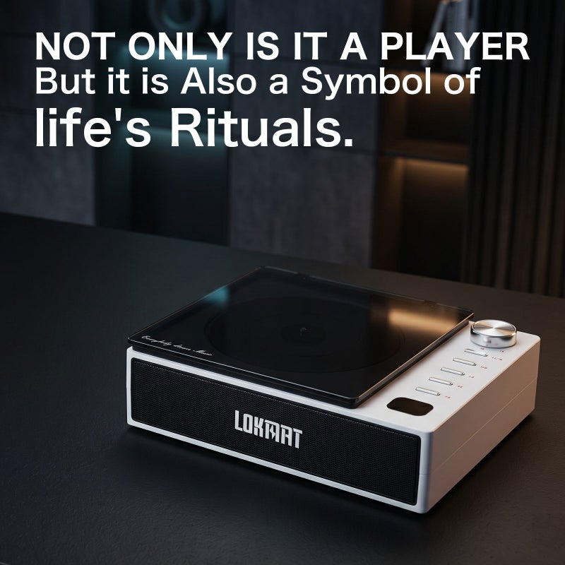 لقمات مشغل وسائط Lokmat CD201 Portable CD Player, Multi-Mode Playback, Remote Control, Wireless Speaker and AUX HiFi Audio, White - Image 4