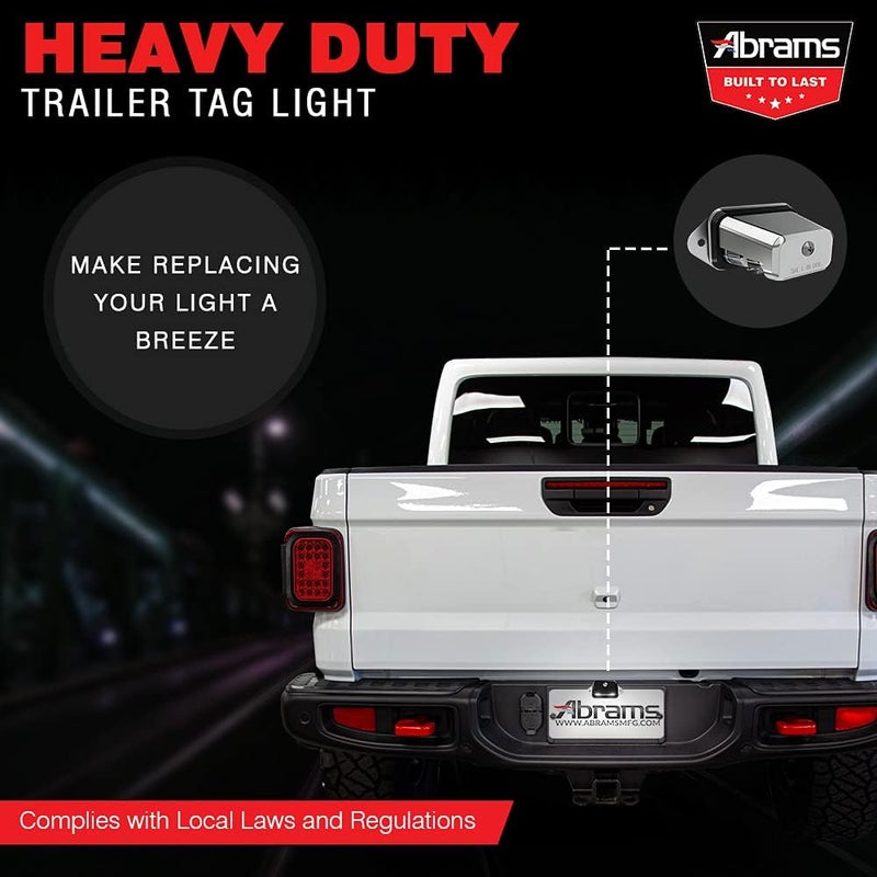 Abrams LED Trailer License Plate Light with Bracket - SAE/DOT Certified, Waterproof, Heavy Duty for Trucks, RVs, and ATVs - Gray - Image 3