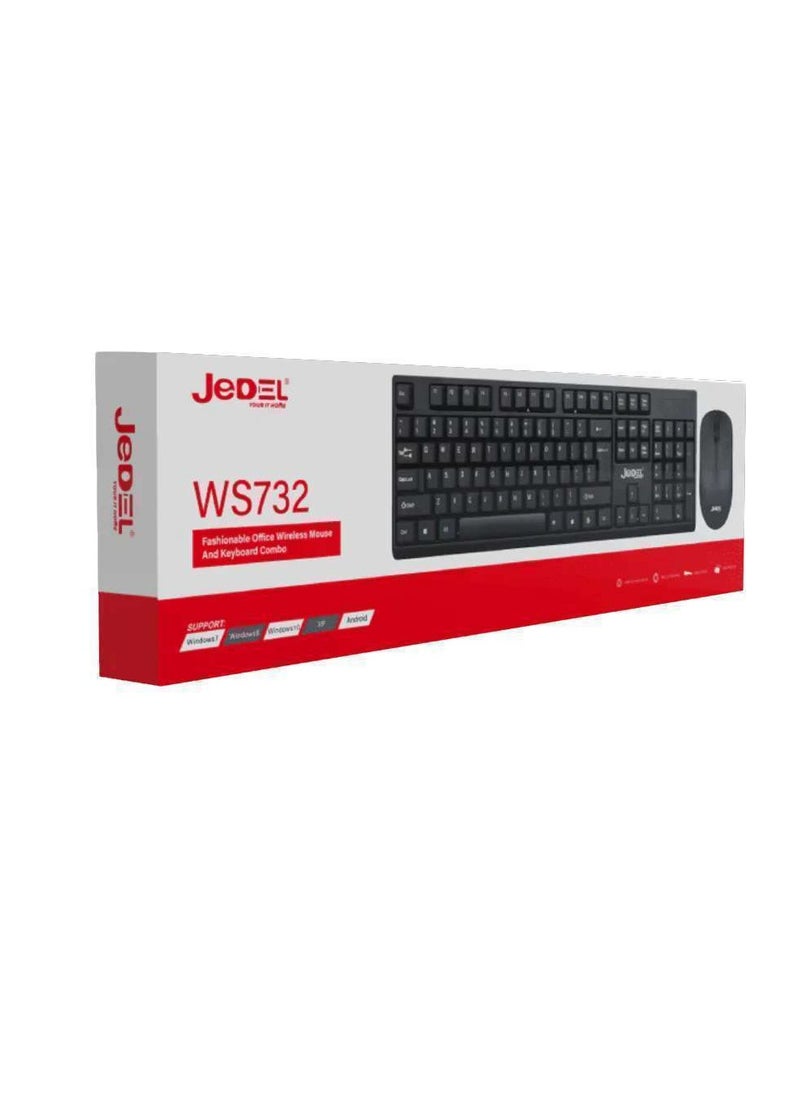 JeDEL - Jedel WS732 Wireless Keyboard + Mouse - Slim Design Keyboard and Mouse for Laptops and PCs, Compatible with Windows - Image 1