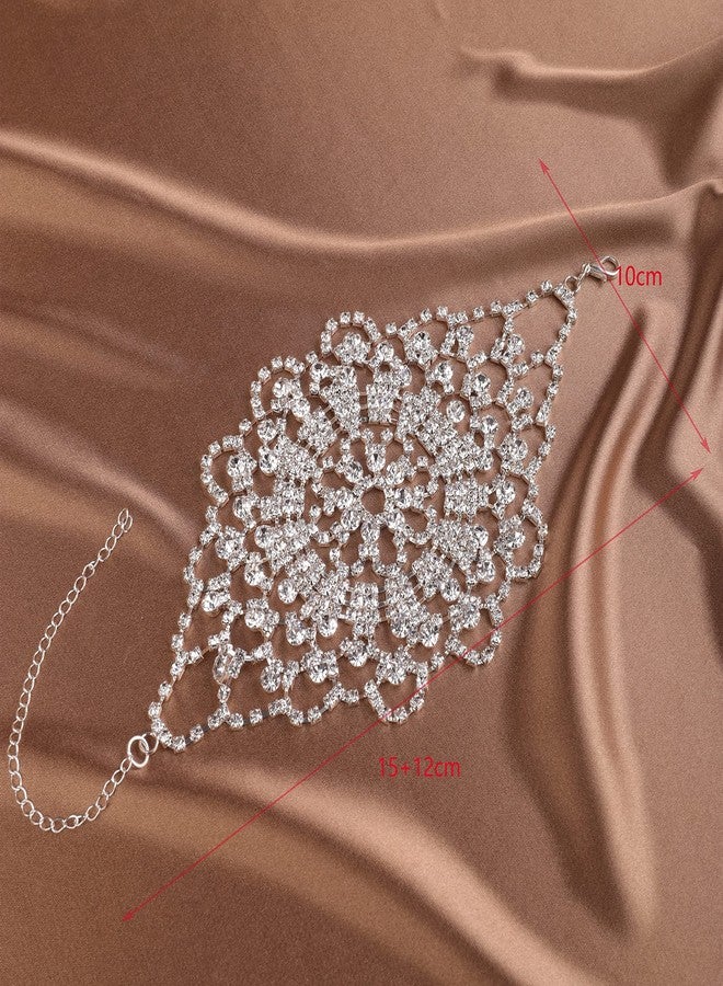 Chargances Bridal Crystal Upper Arm Bracelet Wedding Rhinestone Hand Harness Bangle Adjustable Hand Jewelry Accessories for Women(Style 2) - Image 4