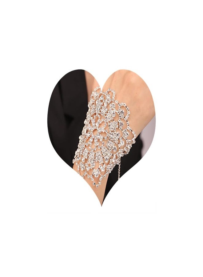 Chargances Bridal Crystal Upper Arm Bracelet Wedding Rhinestone Hand Harness Bangle Adjustable Hand Jewelry Accessories for Women(Style 2) - Image 1