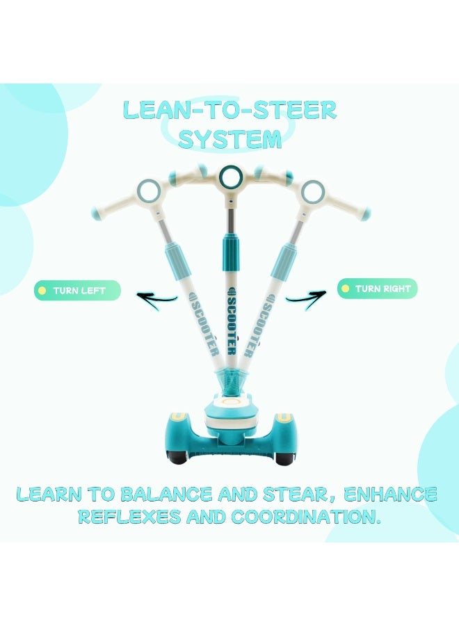 EASY FUTURE Kick Scooter with LED PU Wheels & Rear Brake & Music for Kids, Scooters for Kids with Foldable & Height Adjustable Handle for 3 to 8 Years Including Protective Gear Set - Image 4