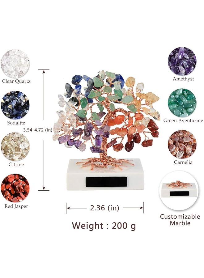 Mini 7 Chakra Healing Crystals Money Tree On Marble Base Tumbled Gemstones Feng Shui Ornaments For Good Luck And Wealth Spiritual Gift For Home And Office Decor - Image 5