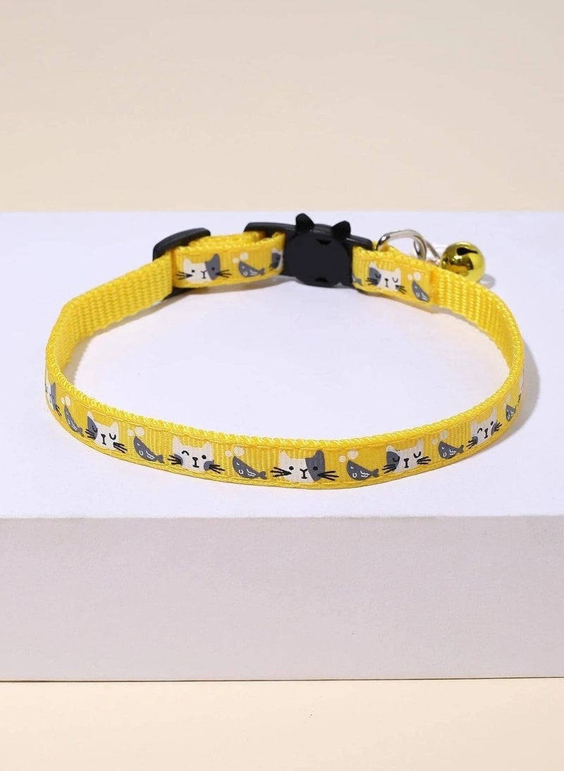 Indoor Cat Collar with Bell and Cute Charm - Yellow - Image 2