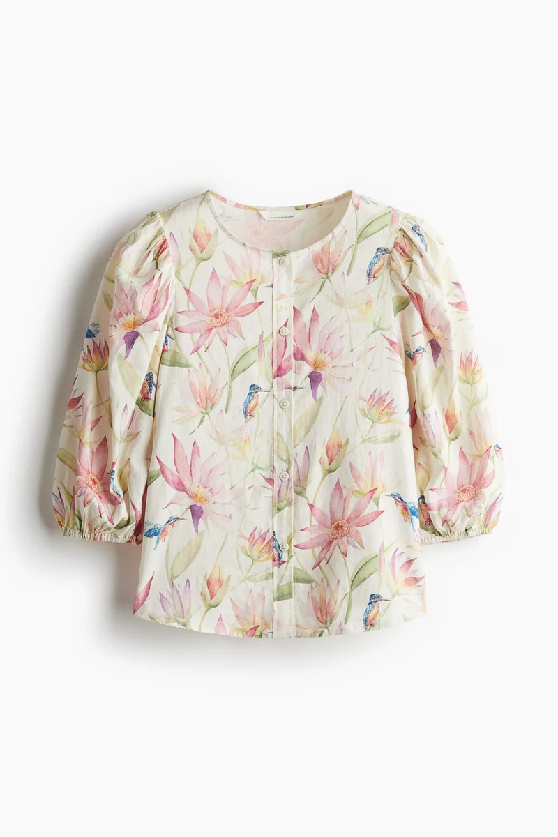 اتش اند ام Linen-blend blouse
