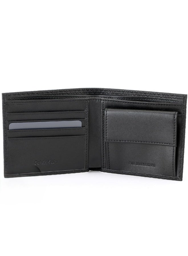 Calvin Klein Performance Calvin Klein Jeans Men’s Black Genuine Leather Wallet – Premium CK Patterned Bifold with Multiple Card Slots & Modern Minimalist Design - Image 2