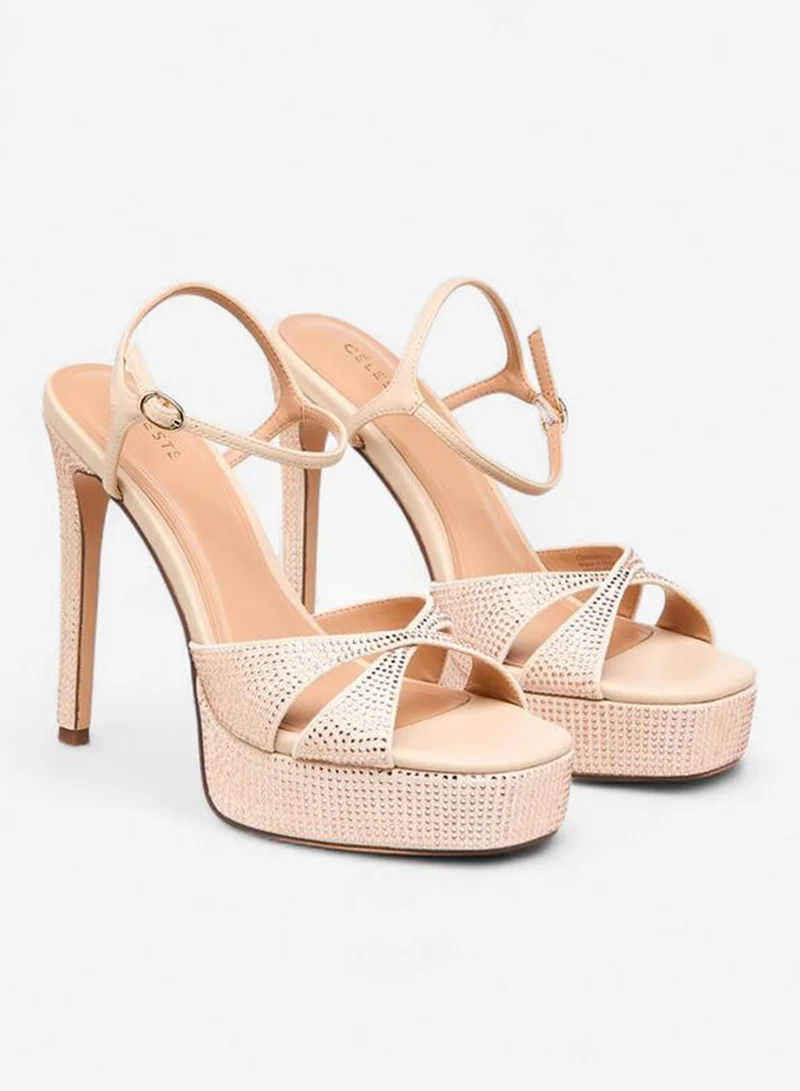 سيليست صنادل بكعب خنجري مزينة للنساء