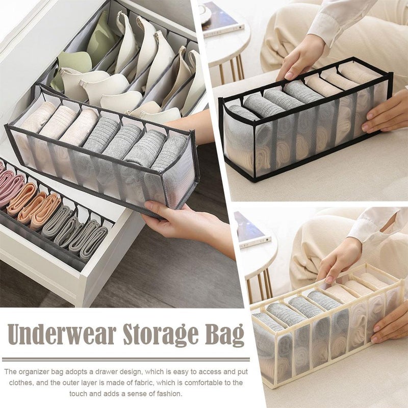 Underwear storage box, household compartmentalized drawer type, fabric multi-functional, popular three-in-one underwear, socks, and bra organizer. - Image 3