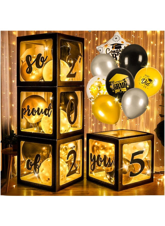 AYGXU Graduation Decorations 2025-Graduation Party Decorations,Graduation Balloons Boxes(4PCS) with LED Light Strings & Letters 2025 GRAD So Proud of You,Party Favors For Any Grades Class. - Image 5
