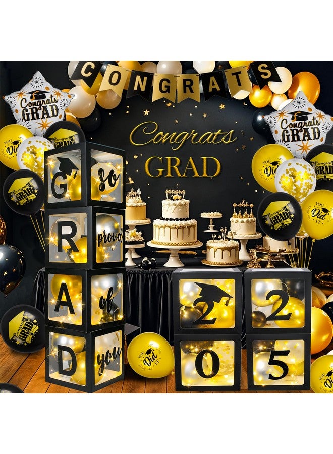 AYGXU Graduation Decorations 2025-Graduation Party Decorations,Graduation Balloons Boxes(4PCS) with LED Light Strings & Letters 2025 GRAD So Proud of You,Party Favors For Any Grades Class. - Image 2