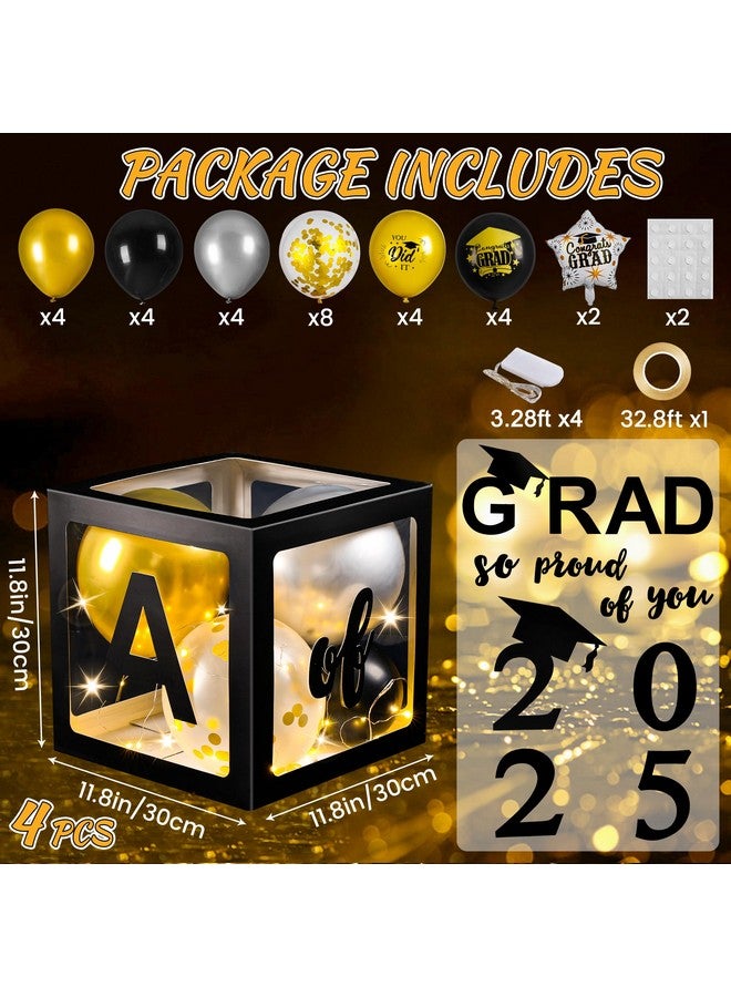 AYGXU Graduation Decorations 2025-Graduation Party Decorations,Graduation Balloons Boxes(4PCS) with LED Light Strings & Letters 2025 GRAD So Proud of You,Party Favors For Any Grades Class. - Image 3