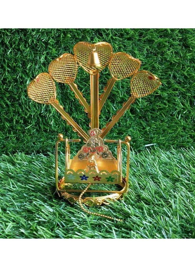 Salvus App SOLUTIONS Salvus APP SOLUTIONS Metal Five Naag Jhula with Mini Ladoo Gopal for Janmashtami - Auspicious Decorative Ensemble for Krishna's Birth Celebration (Multicolor_4.5x5 inch)  - Image 1
