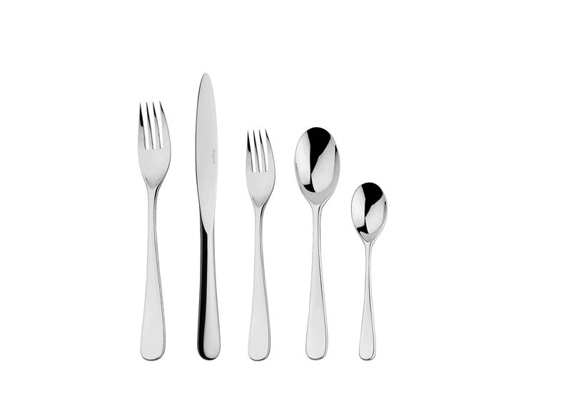 Degrenne Luxury French Cutlery Set - 5 Piece Silverware Set, Includes Forks, Spoons & Knife, Stainless Steel Flatware, Dishwasher Safe, Aquatic Mirror Collection - Image 1