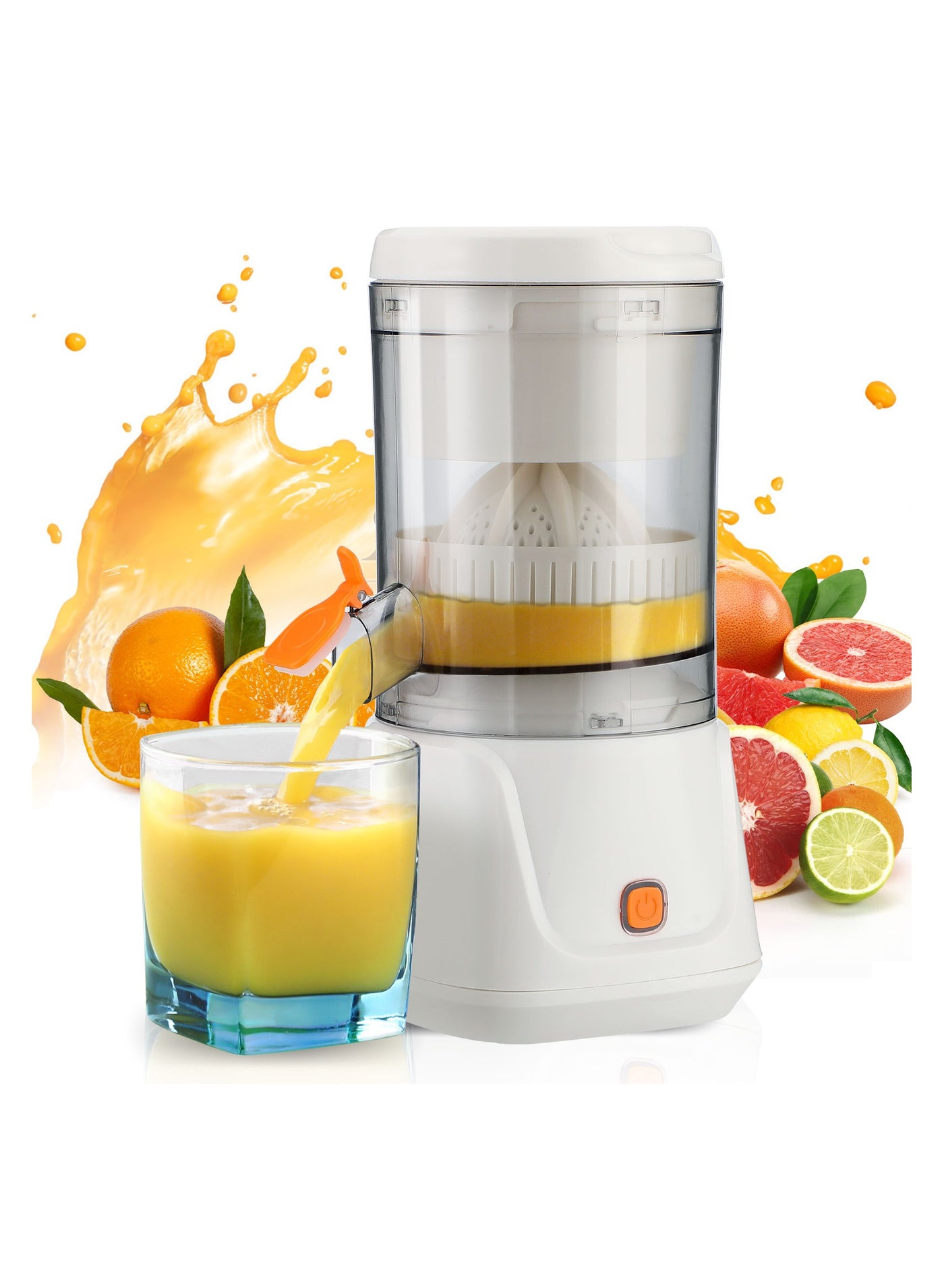 Electric Citrus Juicer Machine, One-Touch Fruit Squeezer, Lemon Reamer, Portable Fresh Juice Extractor for Lemon, Lime, Orange & Grapefruit, USB Rechargeable, Perfect for Camping, Picnic & Kitchen Use