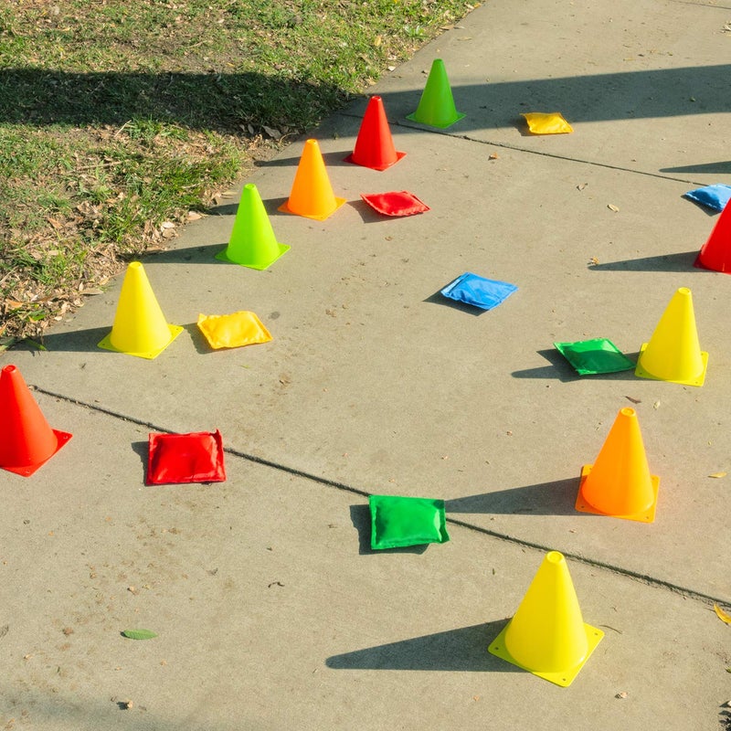 Super Z Outlet Nylon Cornhole Bean Bags Toy Set Sack Hand Toss Games Weights for Kids (5" x 5" Assorted Colors) (24 Pack) - Image 4