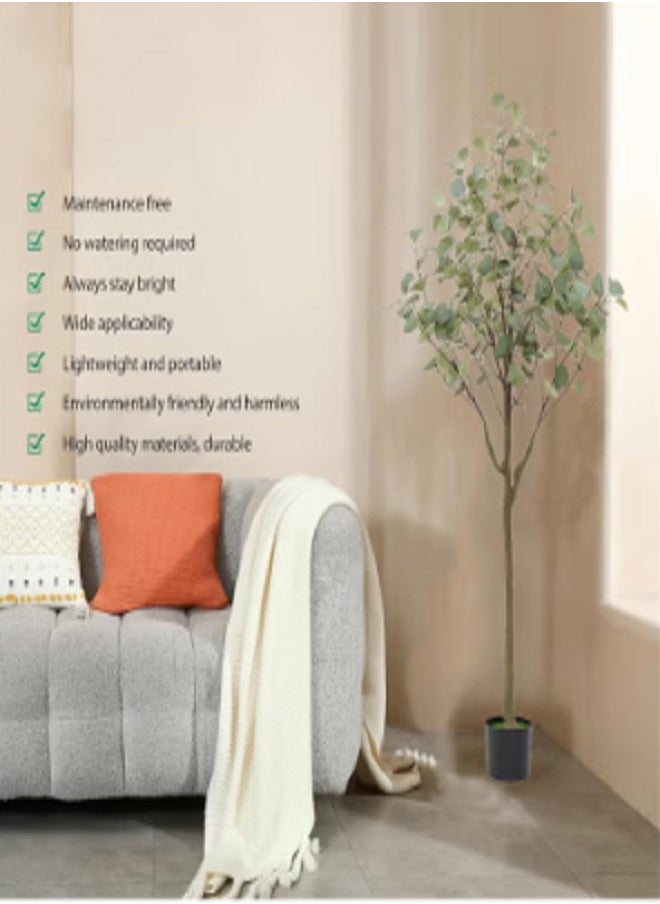 Generic - 150cm Artificial Eucalyptus Tree in Plastic Nursery Pot Tall Faux Eucalyptus Stems Fake Plants with Silver Dollar Leaves Artificial Trees for Office House Living Room Home Decor Indoor - Image 1