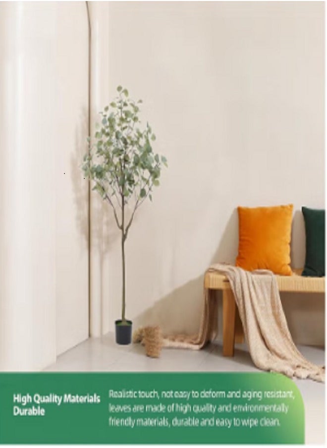 Generic - 150cm Artificial Eucalyptus Tree in Plastic Nursery Pot Tall Faux Eucalyptus Stems Fake Plants with Silver Dollar Leaves Artificial Trees for Office House Living Room Home Decor Indoor - Image 1