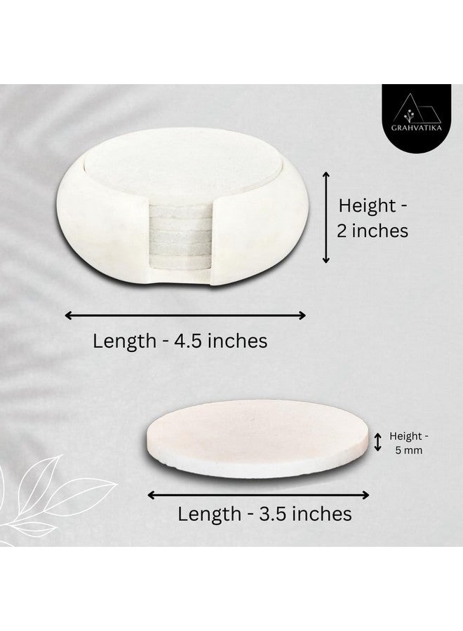 STLYZ White Marble Stone Coasters Set of 6 for Tea Coffee Cocktail Real Solid Marble Coasters with Stand Table Coasters with Holder Set of 6 (Coaster with Marble Stand) - Image 4