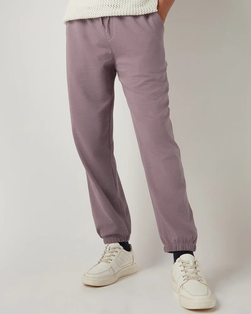 bewakoof Heavy Duty 1.0 Men's Purple Textured Joggers