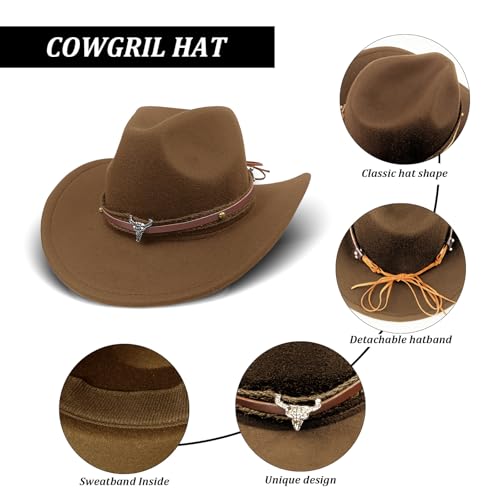 HyperFun Cowgirl Outfits for Women Western Costume Accessories Cowboy Hat Tassels Fringe Vest Earring Hippie Glasses Bandana For Halloween - Image 4