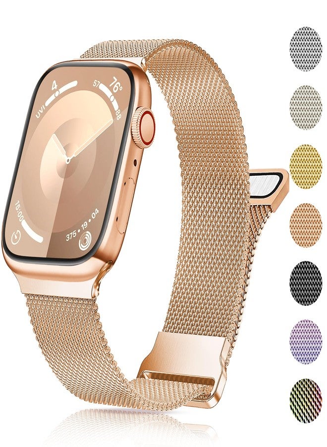 Mazuboho Metal Band Compatible with Apple Watch Band 38mm/40mm/41mm/(42mm Series 10), Breathable Adjustable Stainless Steel Mesh Magnetic Clasp Apple Watch Bands for Women Men Series 10 9 8 7 6 5 4 3 2 1 SE - Image 1