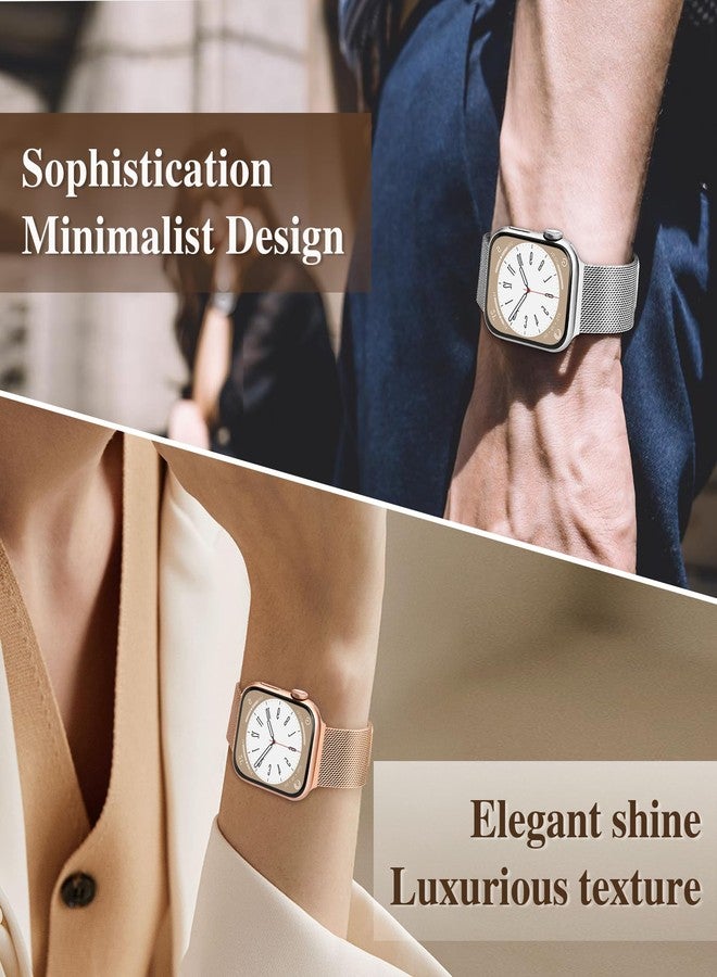 Mazuboho Metal Band Compatible with Apple Watch Band 38mm/40mm/41mm/(42mm Series 10), Breathable Adjustable Stainless Steel Mesh Magnetic Clasp Apple Watch Bands for Women Men Series 10 9 8 7 6 5 4 3 2 1 SE - Image 3