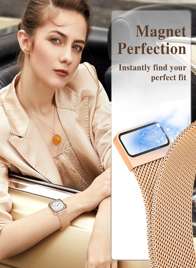 Mazuboho Metal Band Compatible with Apple Watch Band 38mm/40mm/41mm/(42mm Series 10), Breathable Adjustable Stainless Steel Mesh Magnetic Clasp Apple Watch Bands for Women Men Series 10 9 8 7 6 5 4 3 2 1 SE - Image 2