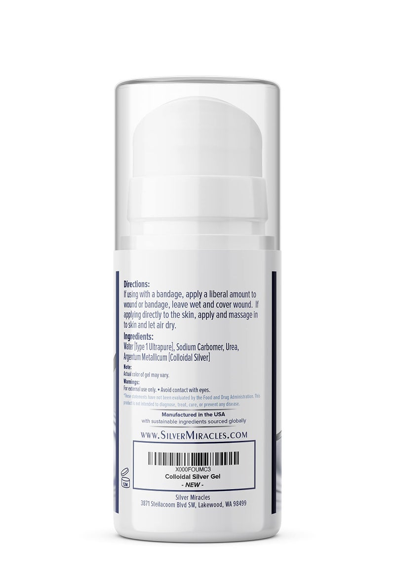 Silver Miracles - Colloidal Silver First Aid Gel - Airless Bottle - Nano Silver Gel Wound Care - Healing Ointment for Burns, Sunburns & Irritated Skin - Unscented -3.38 OZ - 25 PPM - Image 2