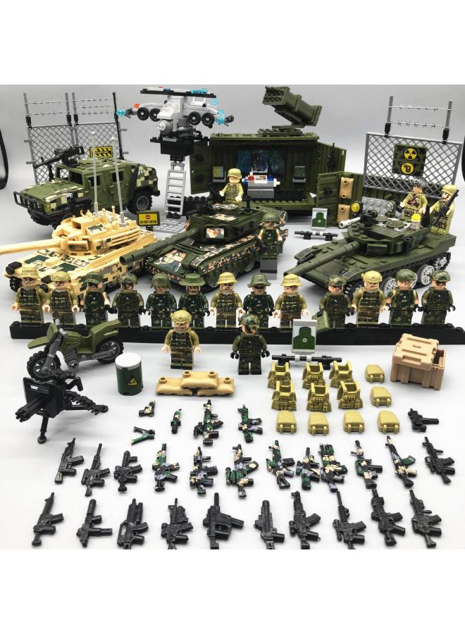 Military Fire Wire Fighter Thunder Command Institute Men's Armored Vehicle Military Special Forces Minifigures Dolls Assembled Toys Building Blocks-Color:Jungle Whistle 10 People Camouflage Special Forces + Hummer  - Image 5