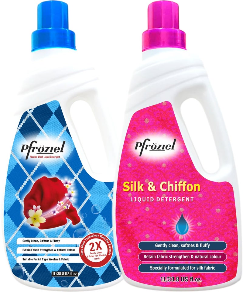 Pfroziel silk, chiffon & Woolen Wash Laundry Liquid Detergent (1ltr) Combo - Image 1