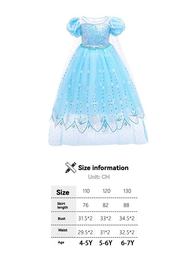 SHABILI Princess Dress Set for Girls – Kids Ice Queen Costume Outfit with Jewelry Crown, Wand, Gloves & Accessories – Birthday Gift for 3–7Y - Image 4