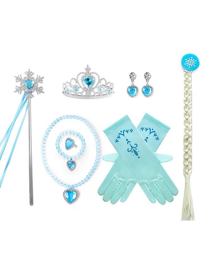 SHABILI Princess Dress Set for Girls – Kids Ice Queen Costume Outfit with Jewelry Crown, Wand, Gloves & Accessories – Birthday Gift for 3–7Y - Image 5