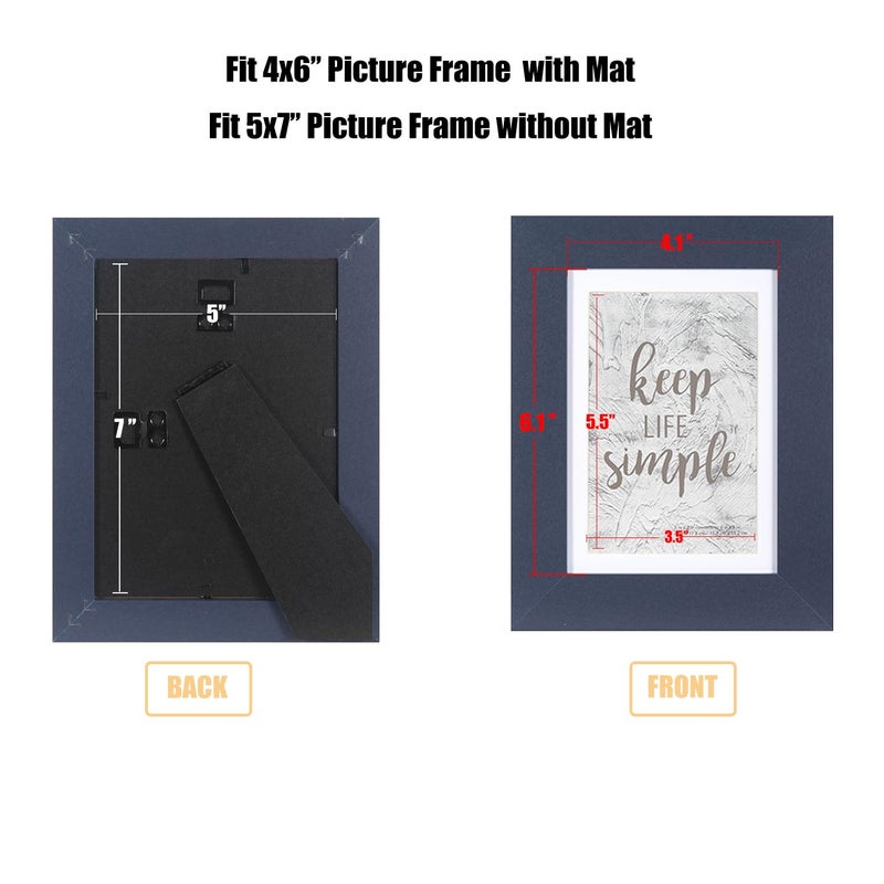 kennethan 5x7 Picture Frame Navy Blue 3 Pcs in 1 set 5x7 Frame can Display 4x6 Picture with Mat or 5x7 Without Mat on the Wall - Image 4
